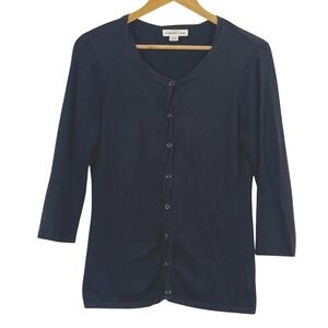 Coldwater Creek Black SILK Blend Twist Front Cardigan Sweater Small Woman's